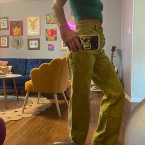 Yellow washed carpenter pants